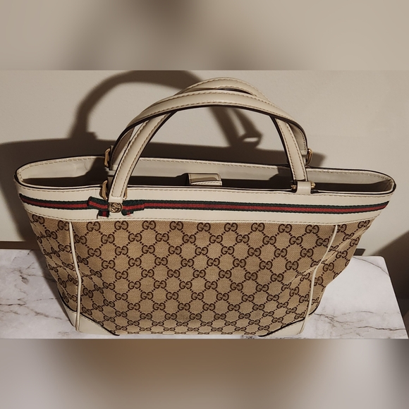 GUCCI GG Canvas and Leather Snap Tote - Picture 3 of 16
